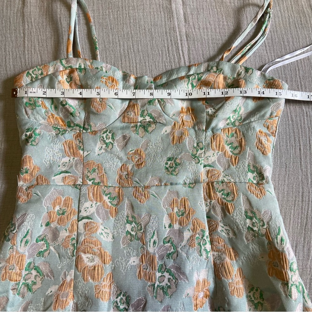 NWOT Lulus Enviable Aesthetic Light Blue Floral Jacquard Bustier Midi Dr… - Picture 10 of 11